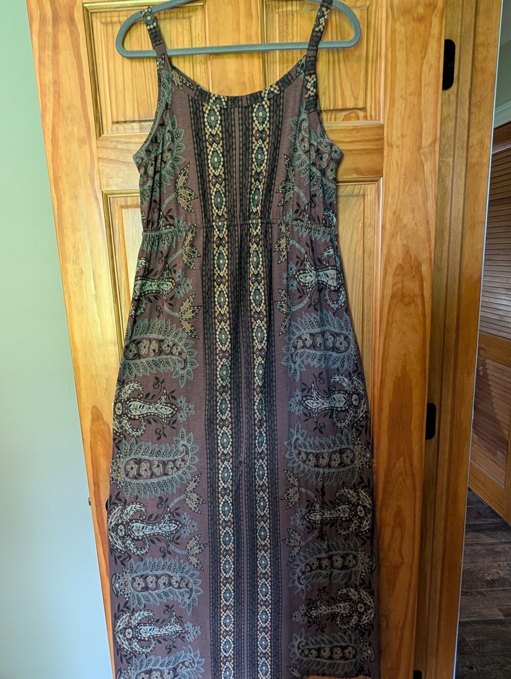 Sonoma Life + Style Aztec Paisley Earthy Brown Maxi Dress Womens Size Large - Picture 2 of 3